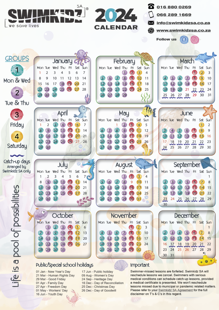 Swimming Calendars SwimkidzSA